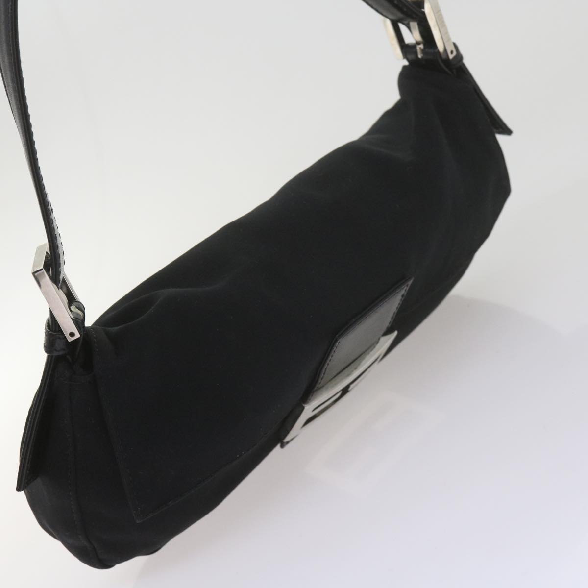 FENDI Mamma Baguette Shoulder Bag Nylon Black yk9545