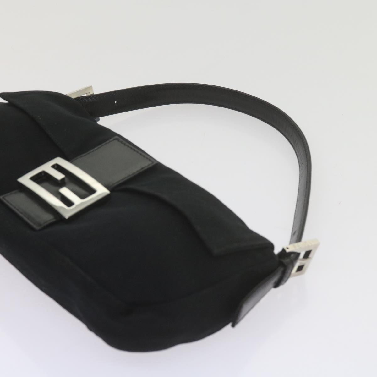 FENDI Mamma Baguette Shoulder Bag Nylon Black yk9545
