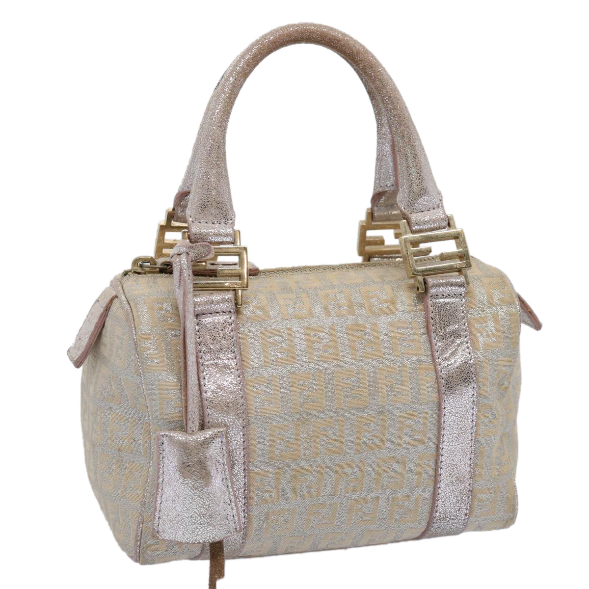 FENDI Zucchino Canvas Hand Bag Silver yk9629