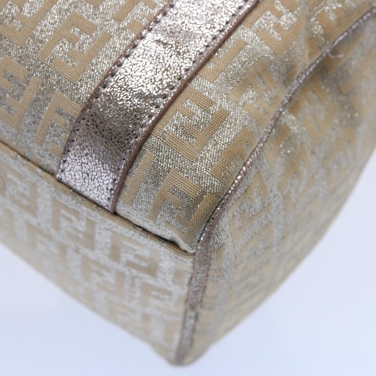 FENDI Zucchino Canvas Hand Bag Silver yk9629
