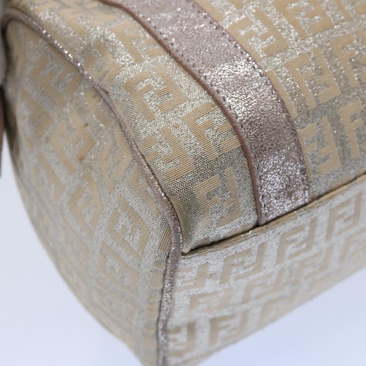 FENDI Zucchino Canvas Hand Bag Silver yk9629