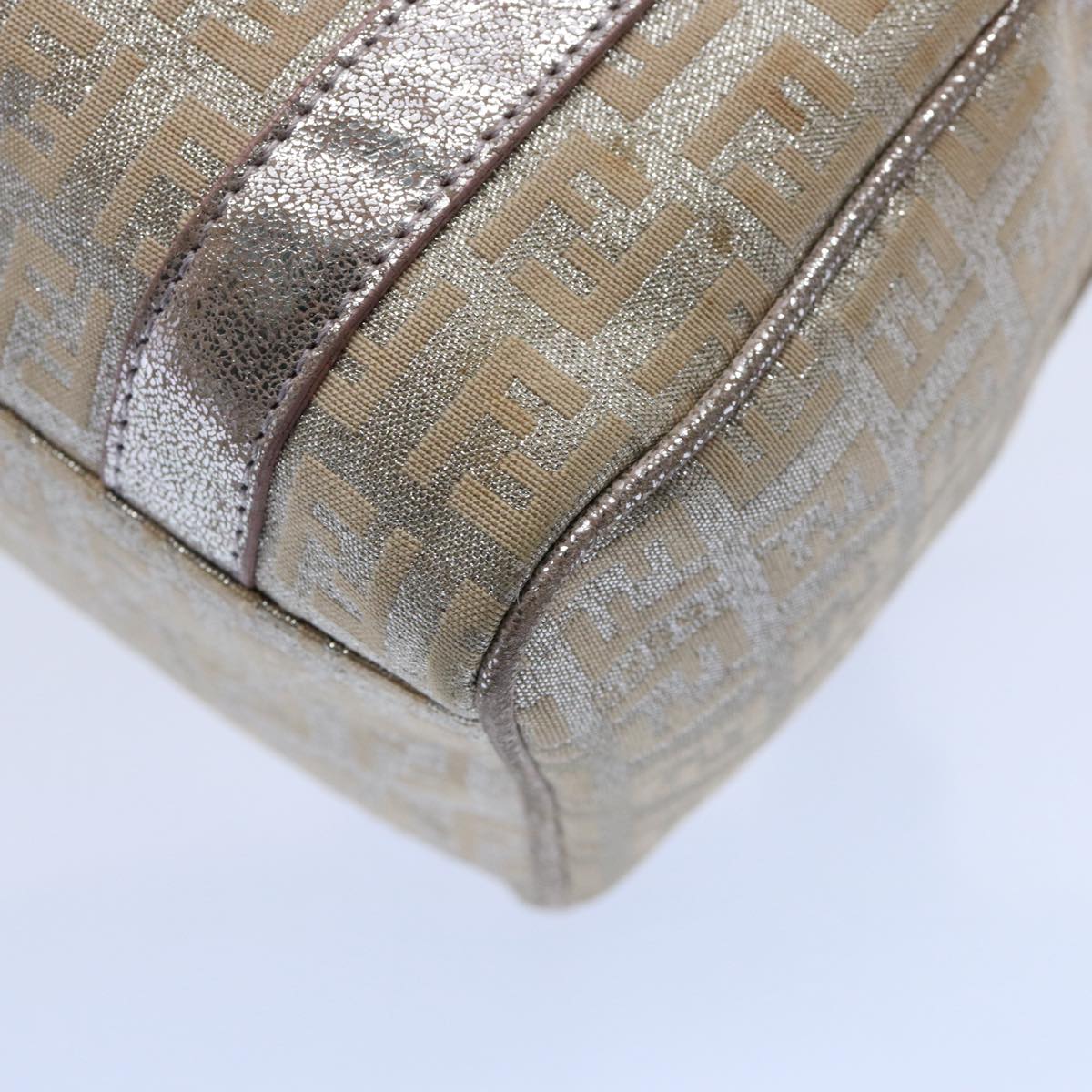 FENDI Zucchino Canvas Hand Bag Silver yk9629