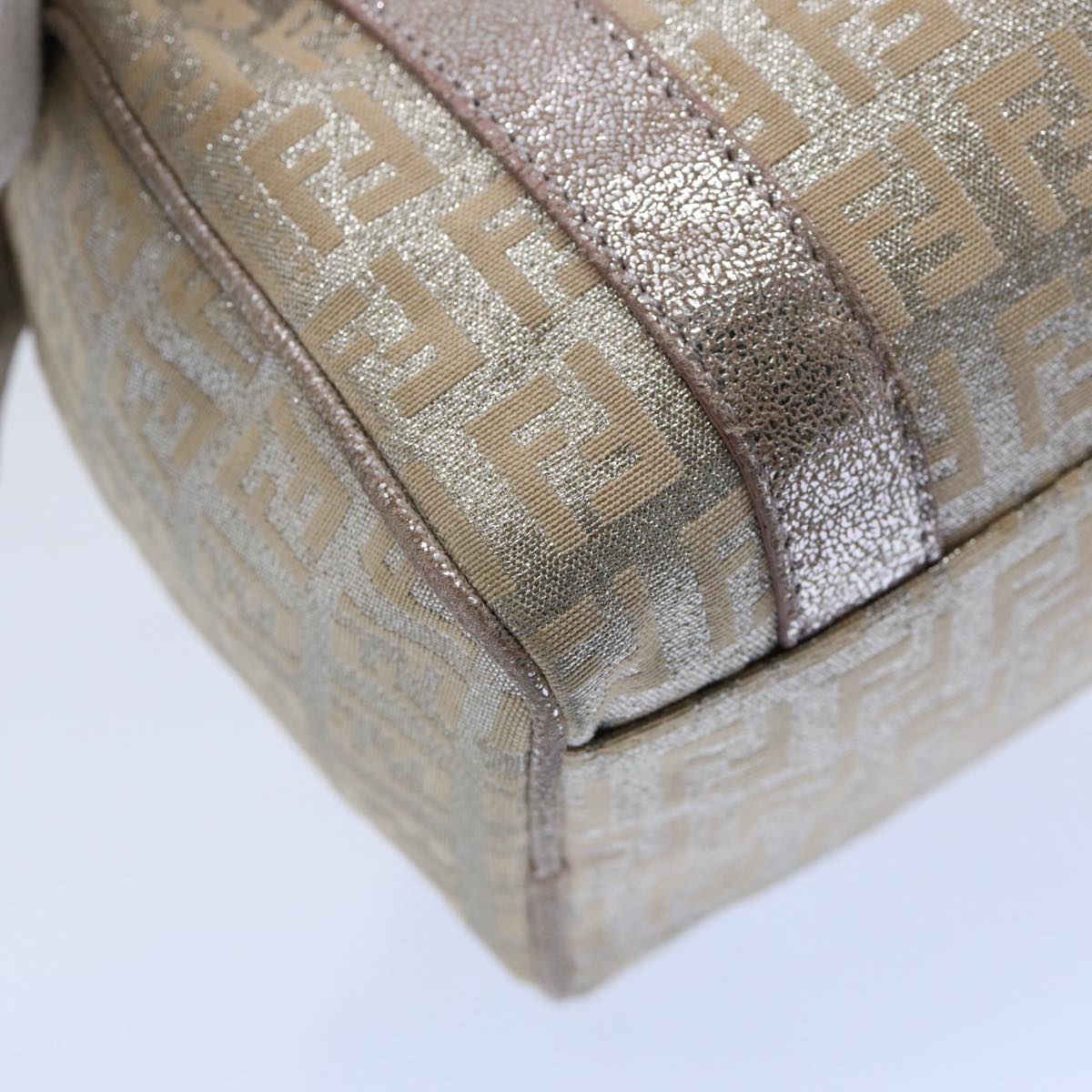 FENDI Zucchino Canvas Hand Bag Silver yk9629