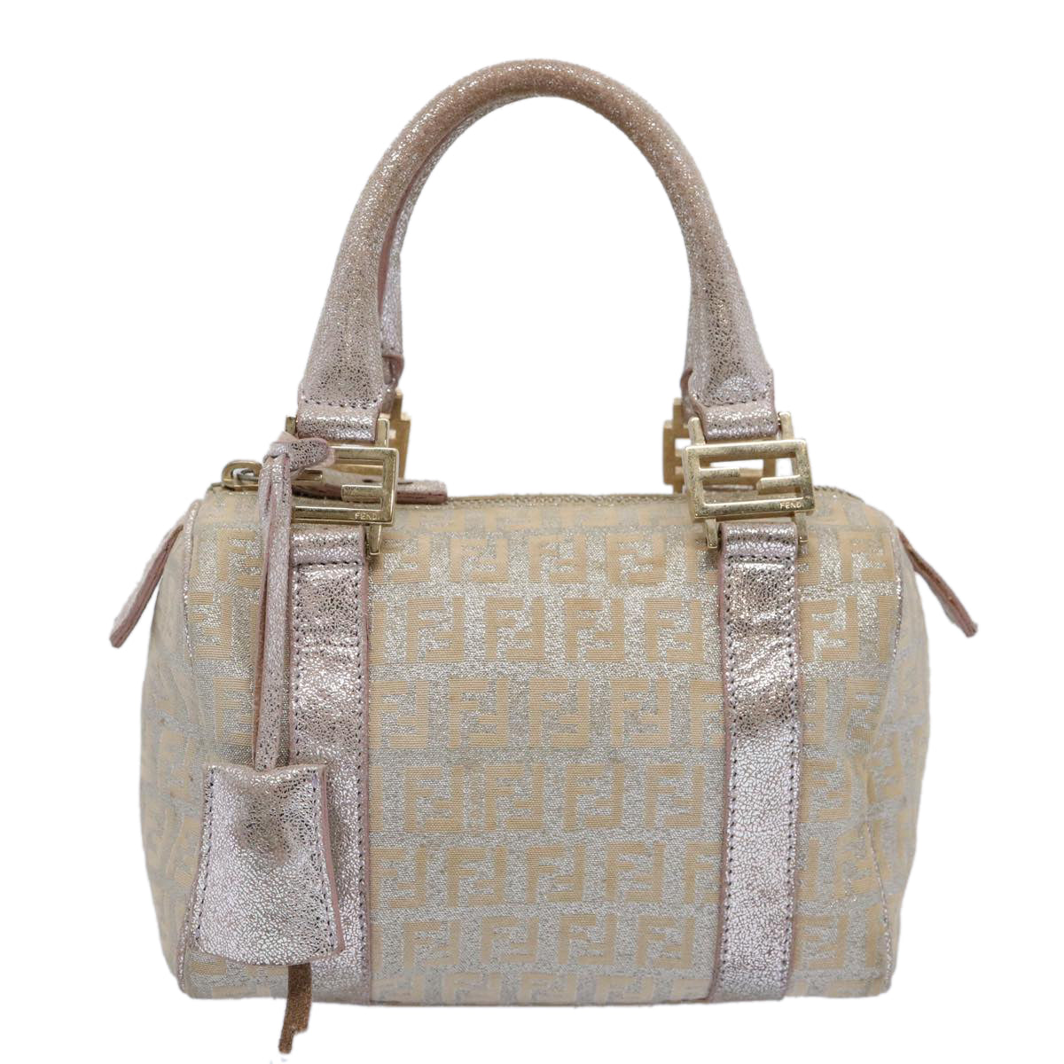 FENDI Zucchino Canvas Hand Bag Silver yk9629