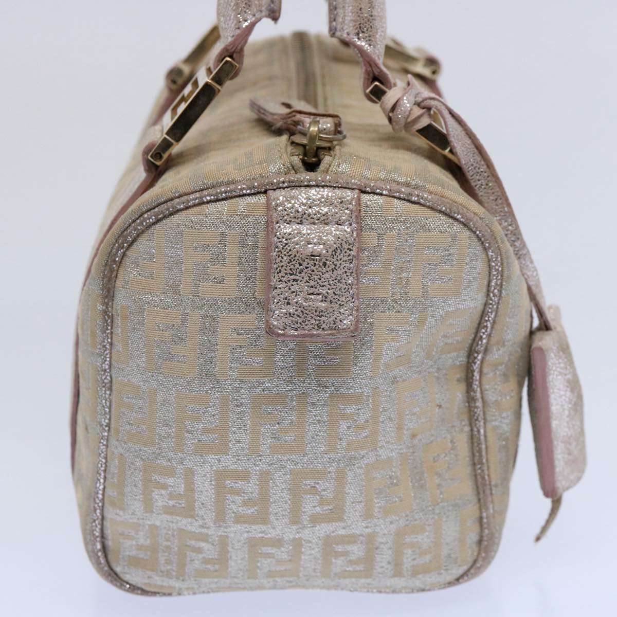 FENDI Zucchino Canvas Hand Bag Silver yk9629