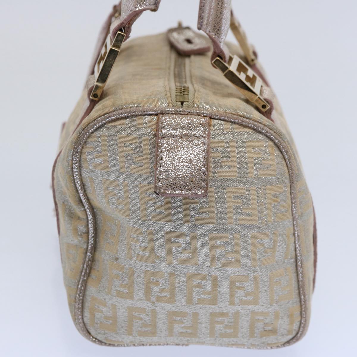 FENDI Zucchino Canvas Hand Bag Silver yk9629
