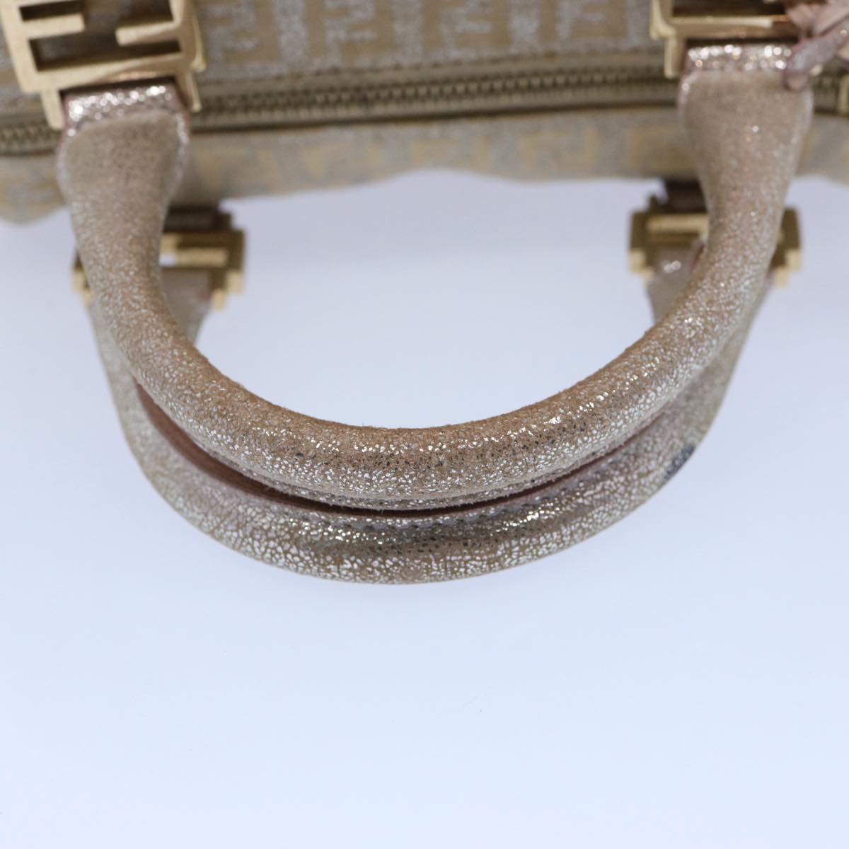 FENDI Zucchino Canvas Hand Bag Silver yk9629