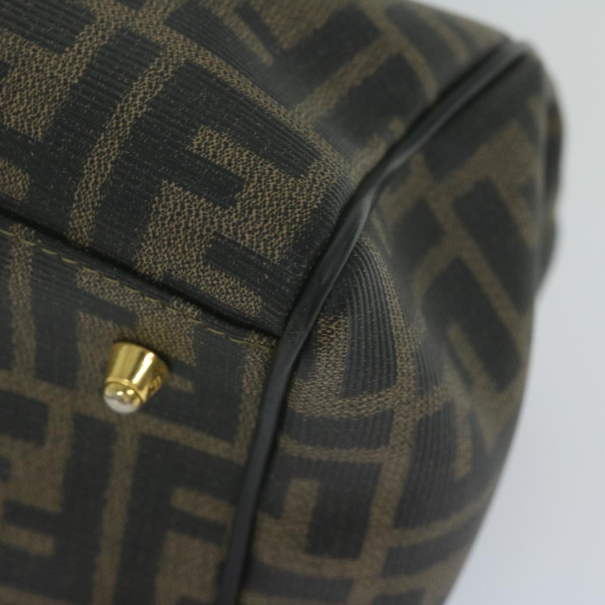 FENDI Zucca Canvas Boston Bag Black Brown yk9674