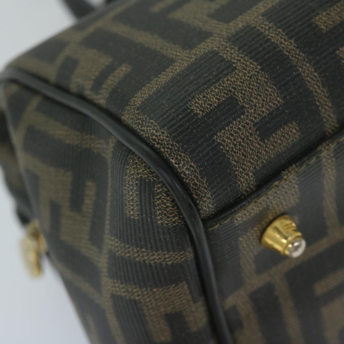 FENDI Zucca Canvas Boston Bag Black Brown yk9674