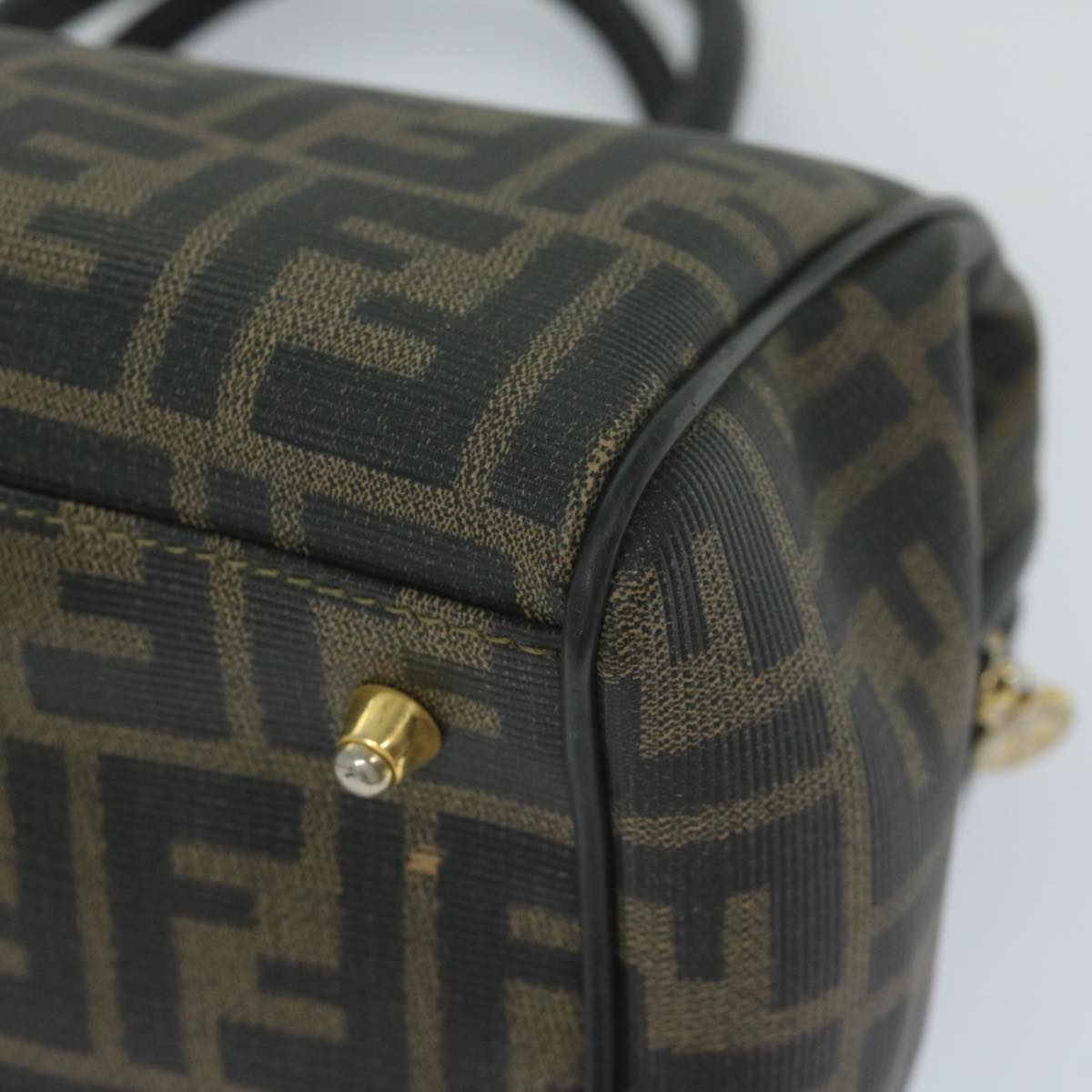 FENDI Zucca Canvas Boston Bag Black Brown yk9674