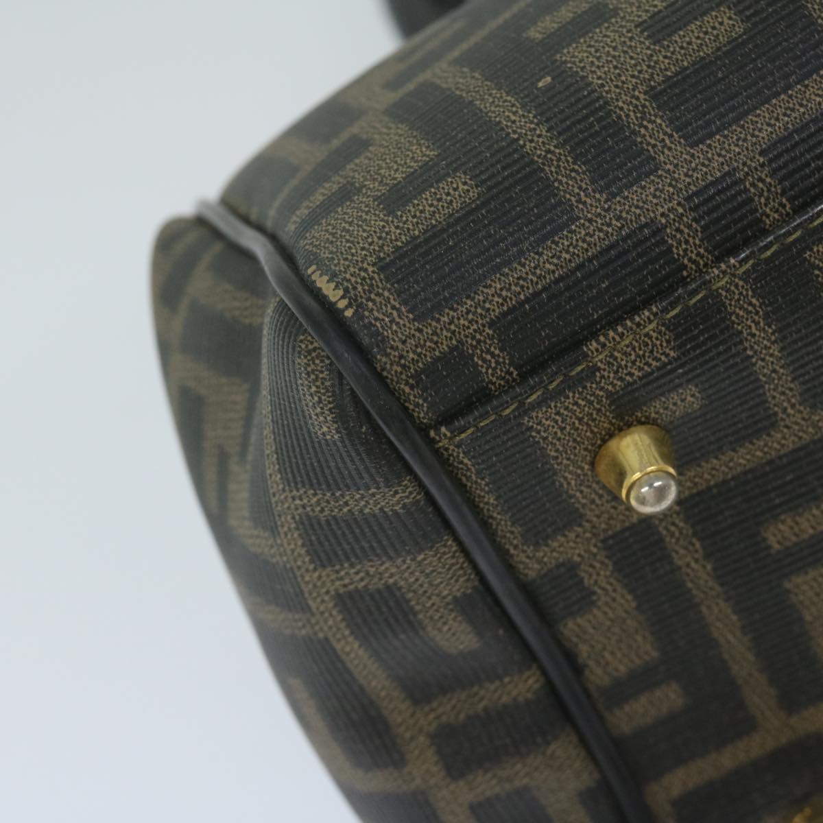 FENDI Zucca Canvas Boston Bag Black Brown yk9674