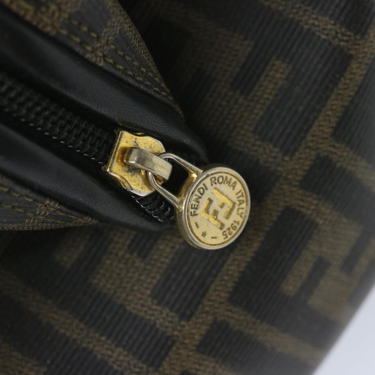 FENDI Zucca Canvas Boston Bag Black Brown yk9674