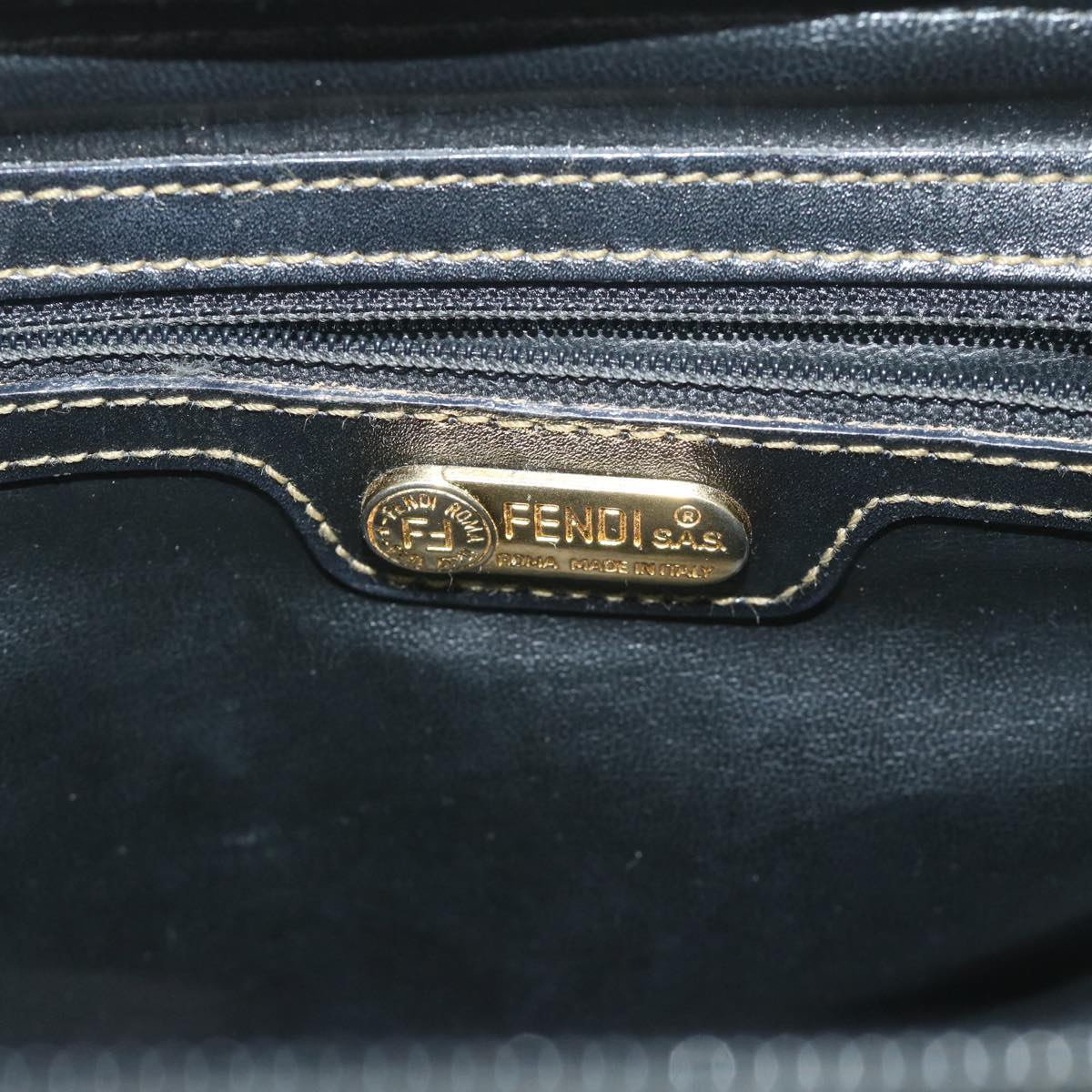 FENDI Zucca Canvas Boston Bag Black Brown yk9674
