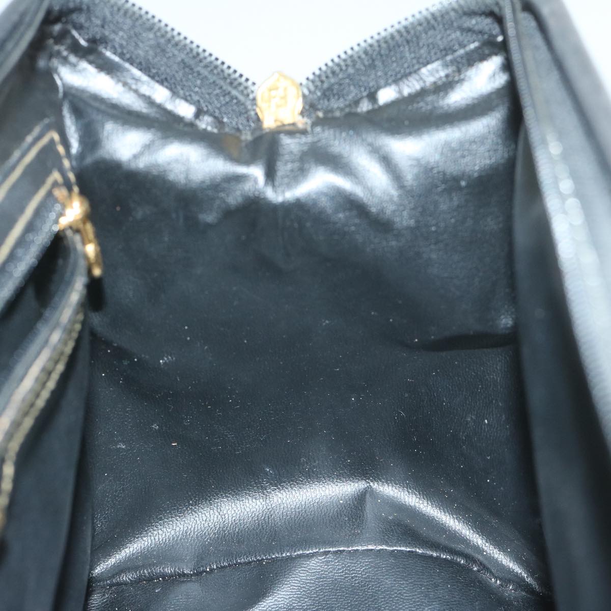 FENDI Zucca Canvas Boston Bag Black Brown yk9674