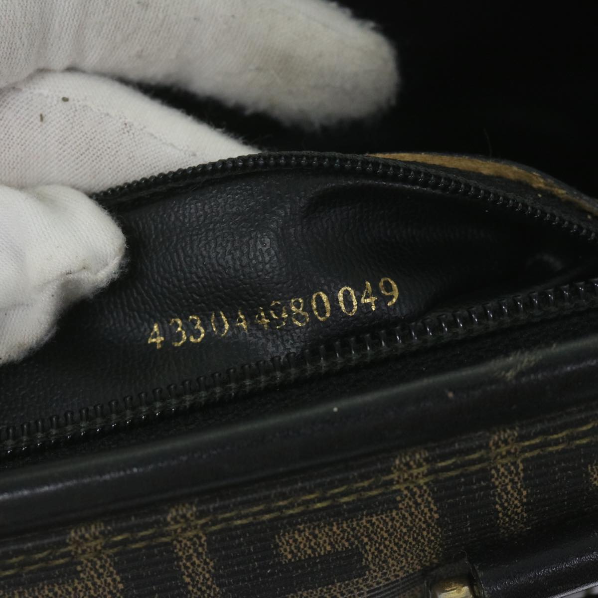 FENDI Zucca Canvas Boston Bag Black Brown yk9674