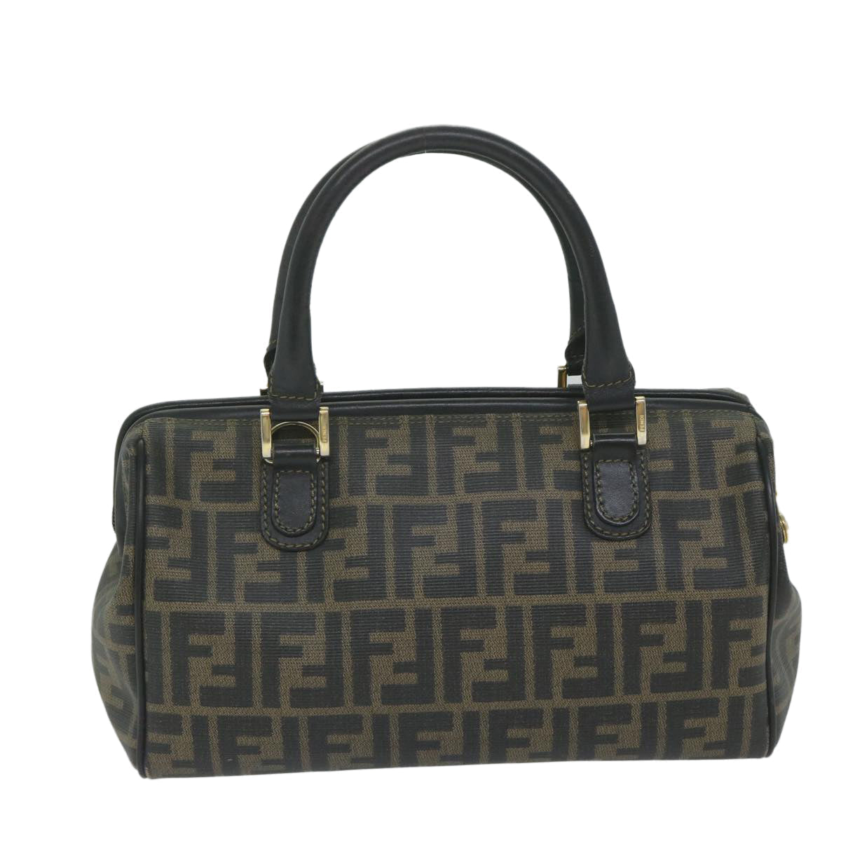 FENDI Zucca Canvas Boston Bag Black Brown yk9674