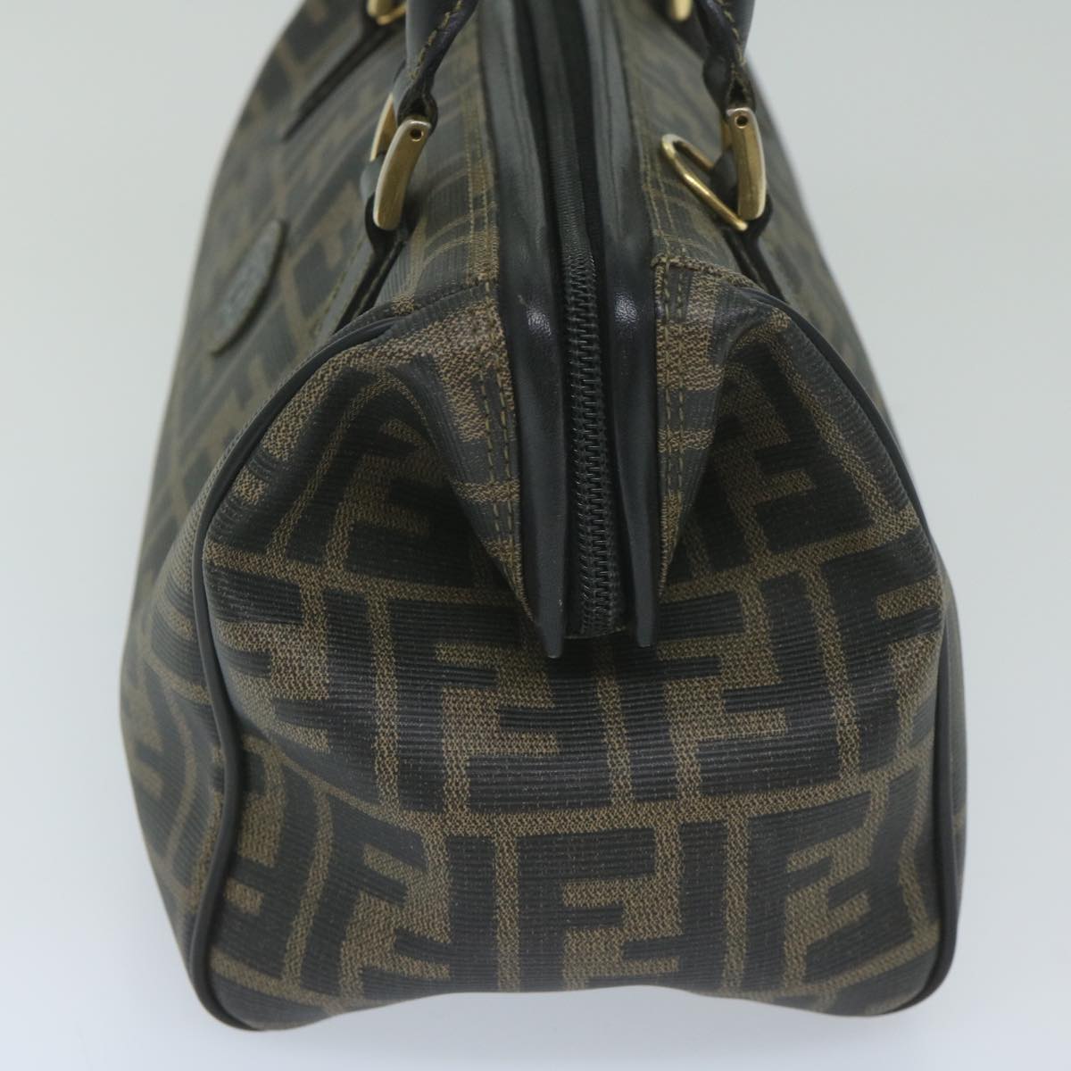 FENDI Zucca Canvas Boston Bag Black Brown yk9674