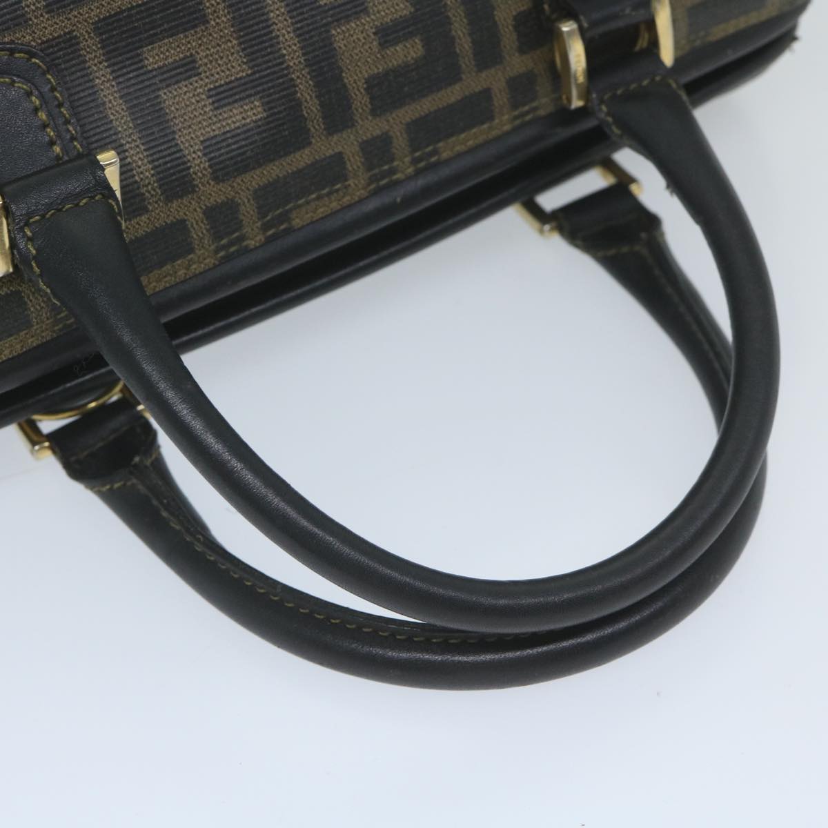 FENDI Zucca Canvas Boston Bag Black Brown yk9674