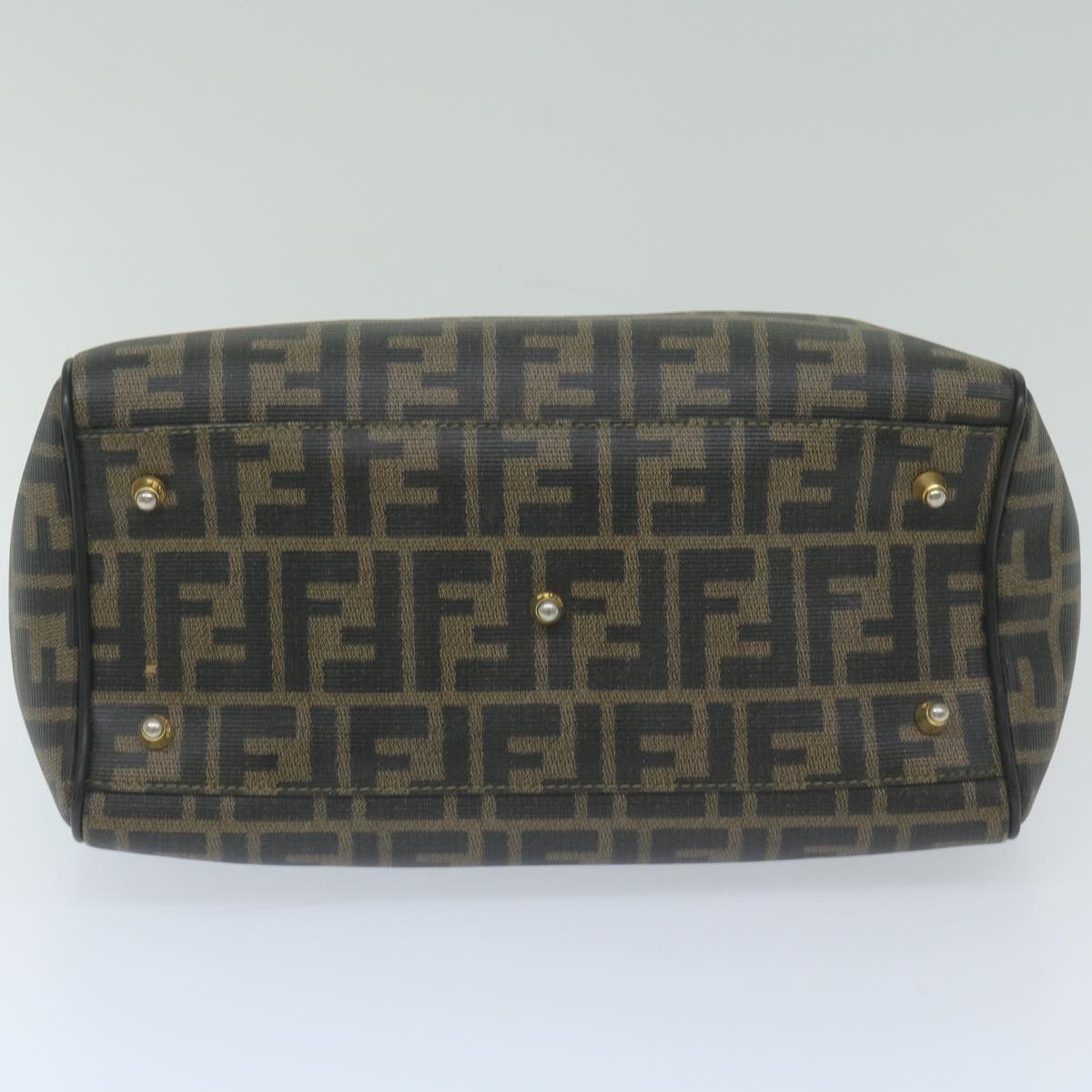 FENDI Zucca Canvas Boston Bag Black Brown yk9674