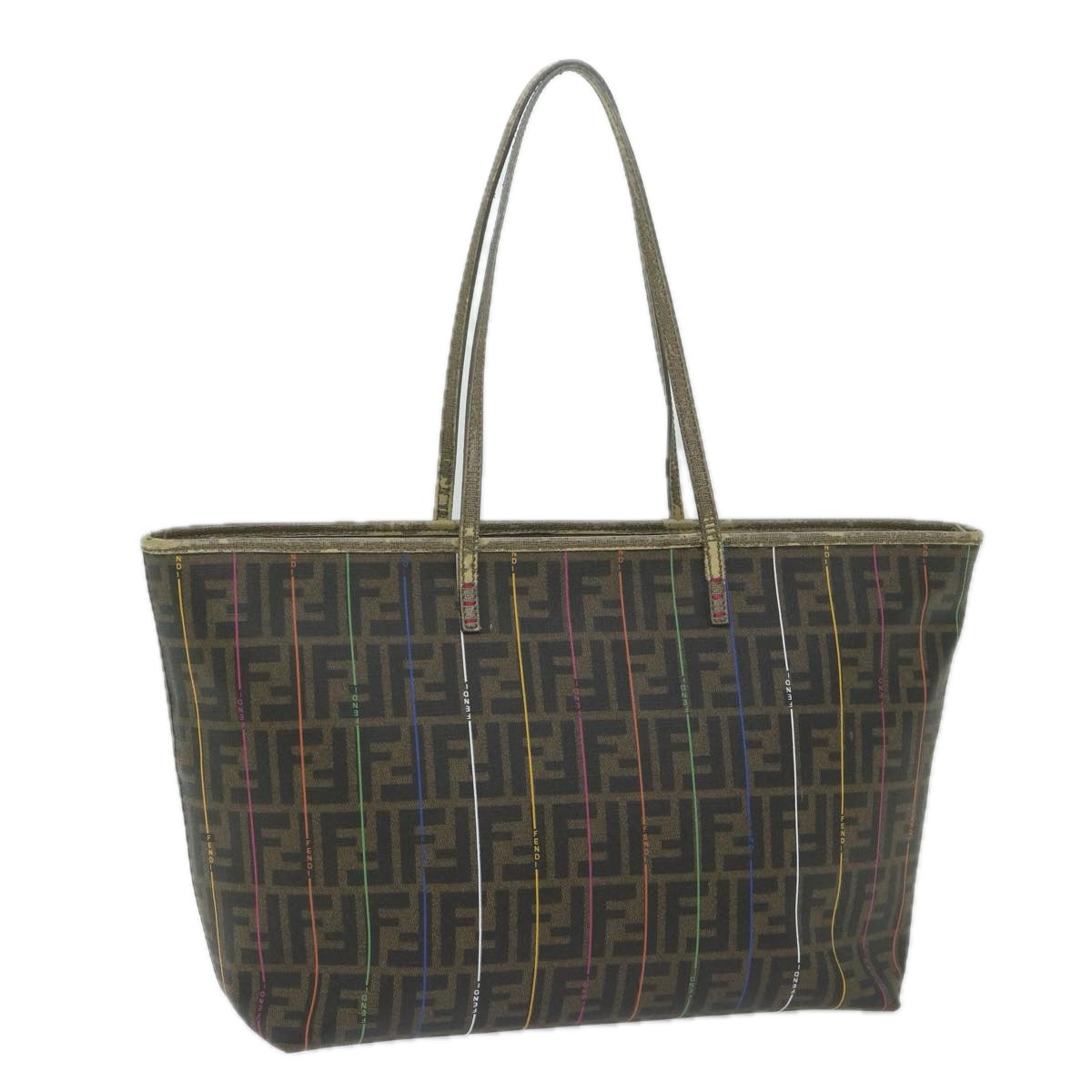 FENDI Zucca Canvas Tote Bag Brown Black yk9679