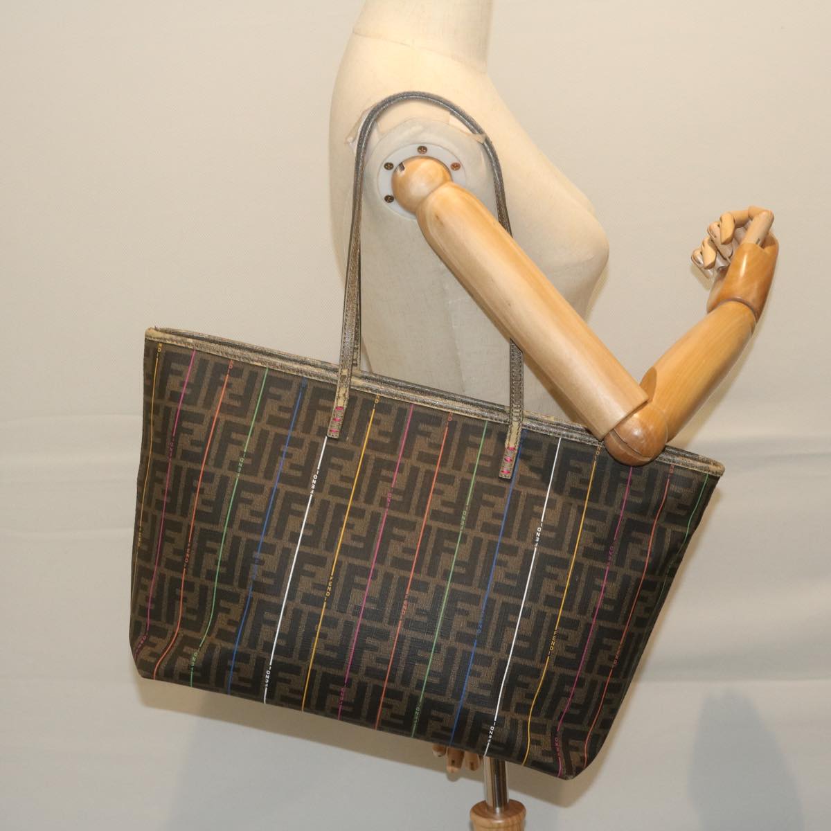 FENDI Zucca Canvas Tote Bag Brown Black yk9679