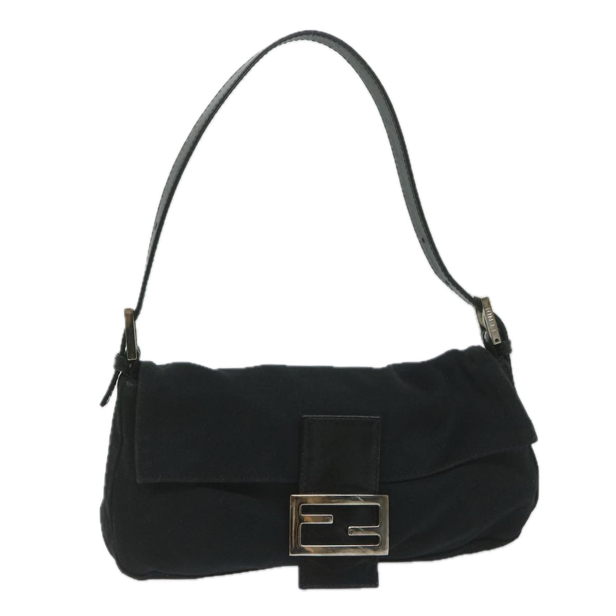 FENDI Mamma Baguette Shoulder Bag Nylon Black 2355 26424 008 yk9685