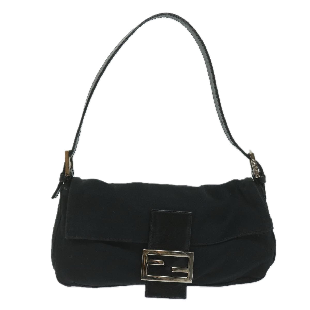 FENDI Mamma Baguette Shoulder Bag Nylon Black 2355 26424 008 yk9685