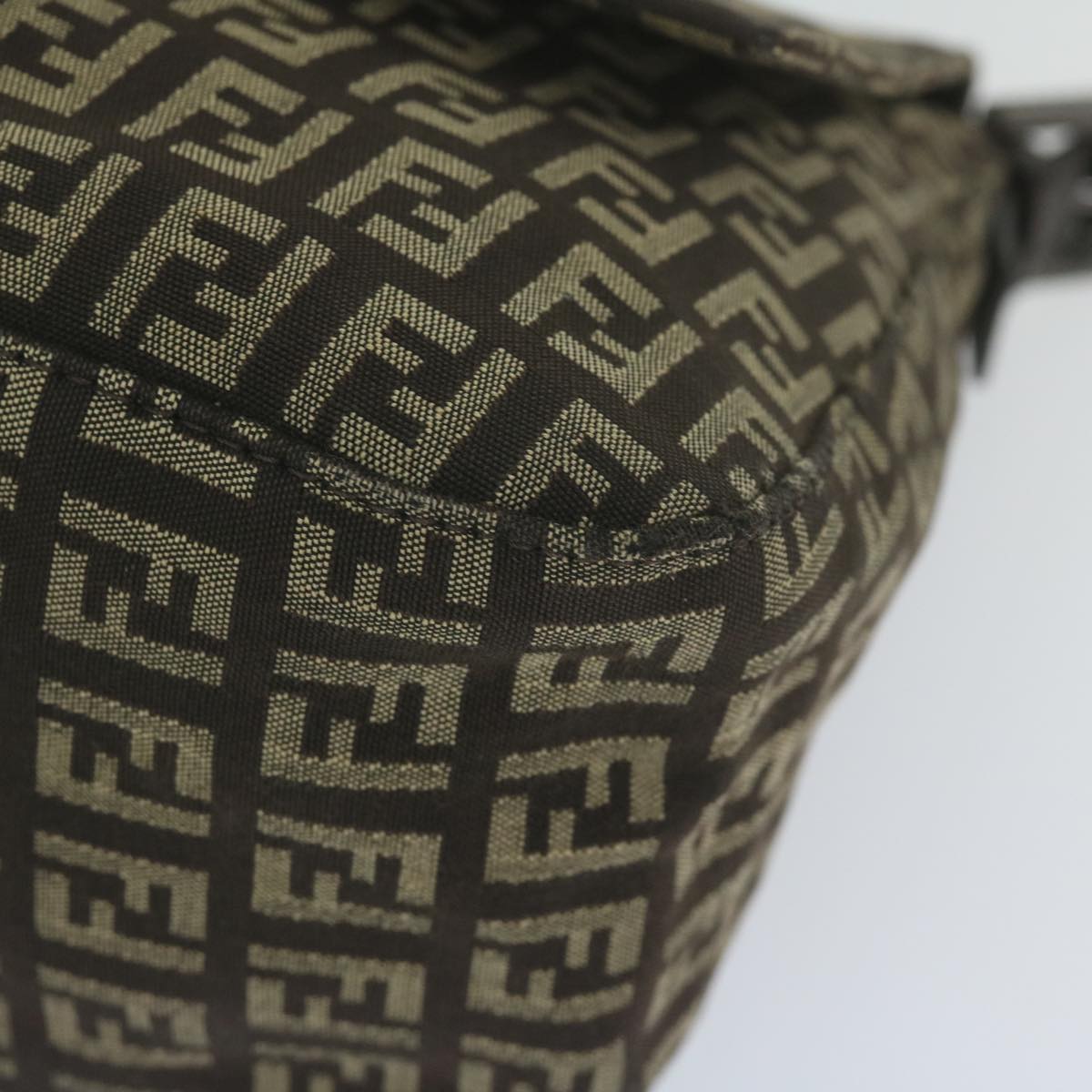 FENDI Zucchino Canvas Mamma Baguette Shoulder Bag Brown yk9694