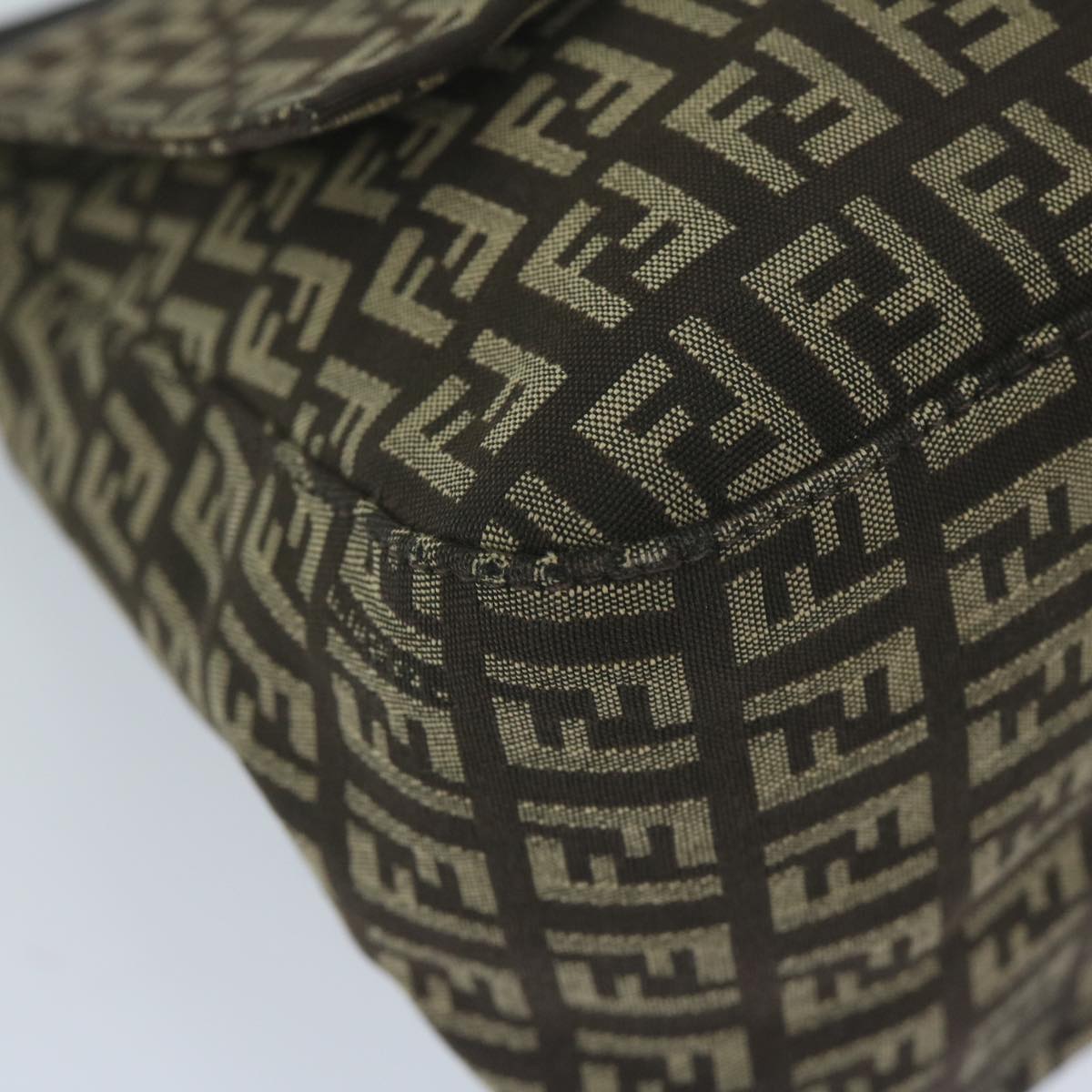 FENDI Zucchino Canvas Mamma Baguette Shoulder Bag Brown yk9694