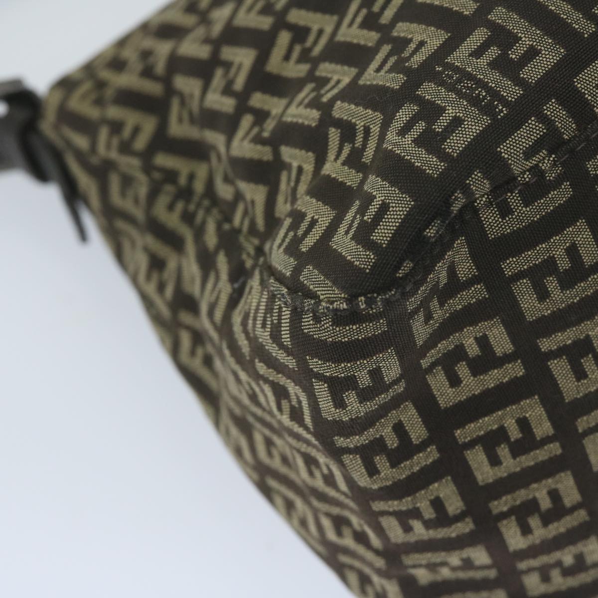 FENDI Zucchino Canvas Mamma Baguette Shoulder Bag Brown yk9694