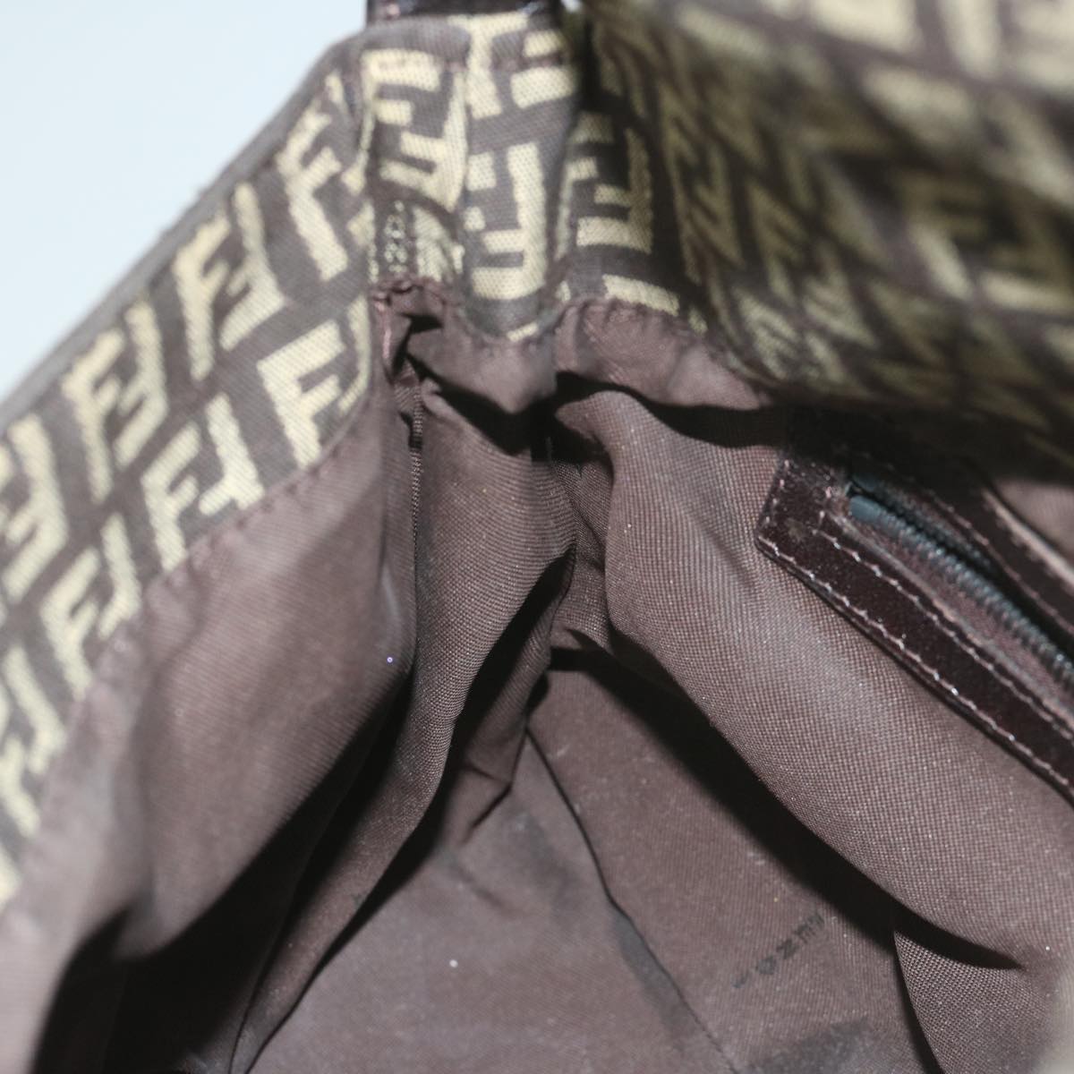 FENDI Zucchino Canvas Mamma Baguette Shoulder Bag Brown yk9694