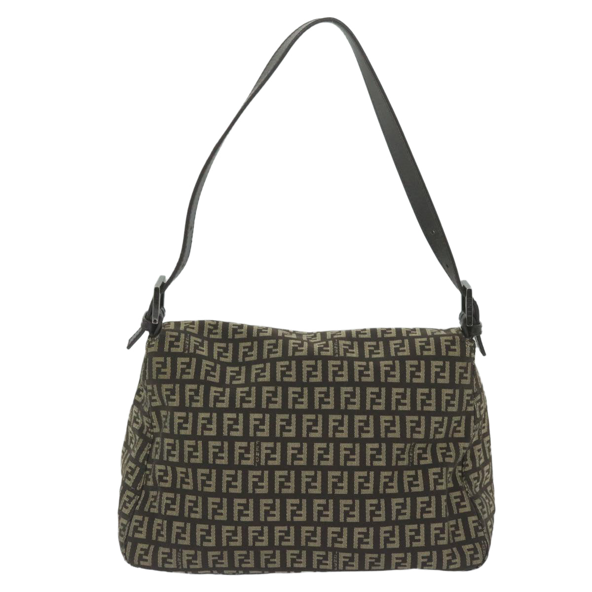 FENDI Zucchino Canvas Mamma Baguette Shoulder Bag Brown yk9694