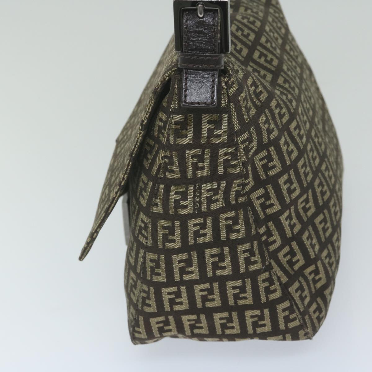 FENDI Zucchino Canvas Mamma Baguette Shoulder Bag Brown yk9694