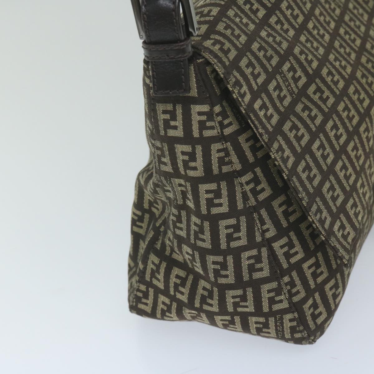 FENDI Zucchino Canvas Mamma Baguette Shoulder Bag Brown yk9694