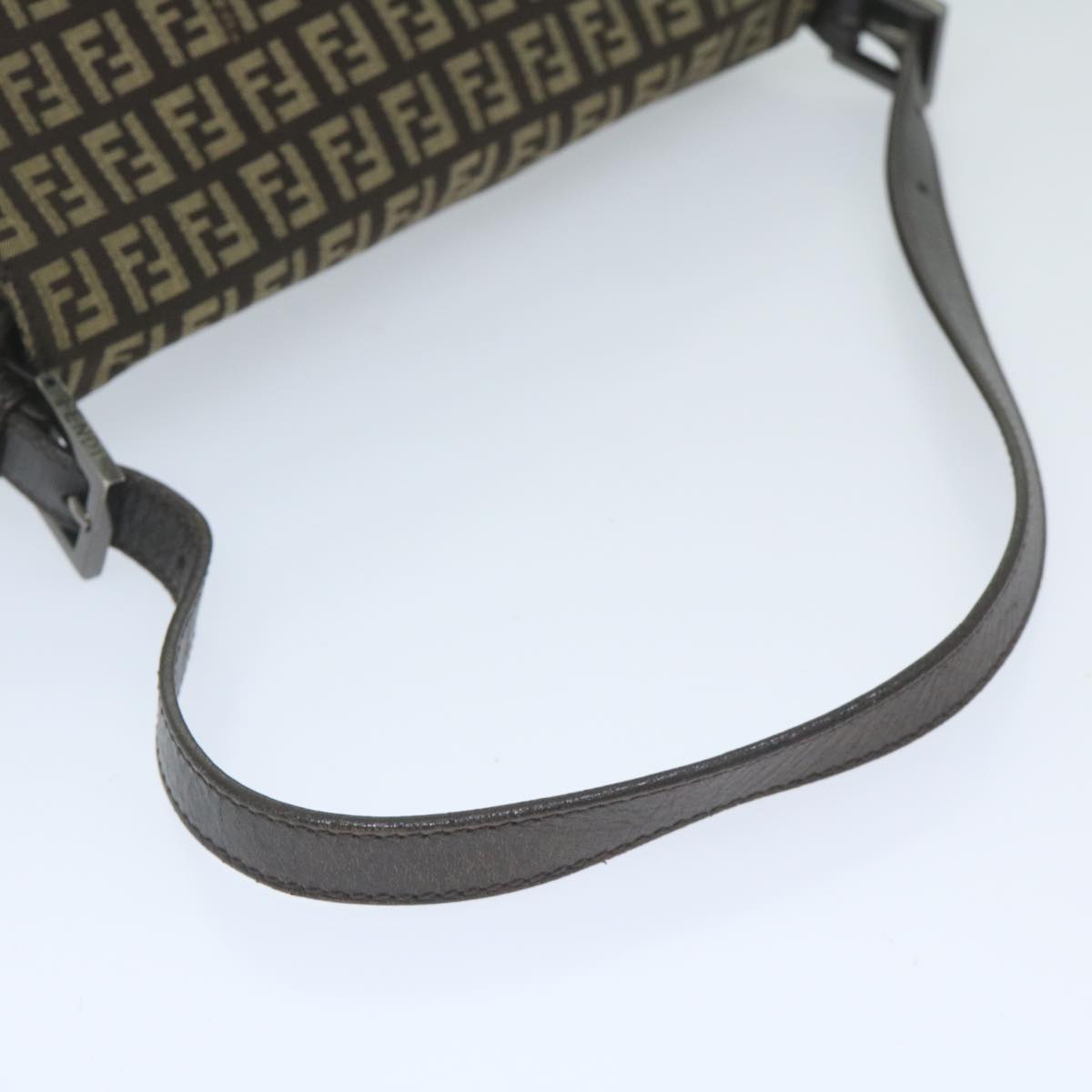 FENDI Zucchino Canvas Mamma Baguette Shoulder Bag Brown yk9694