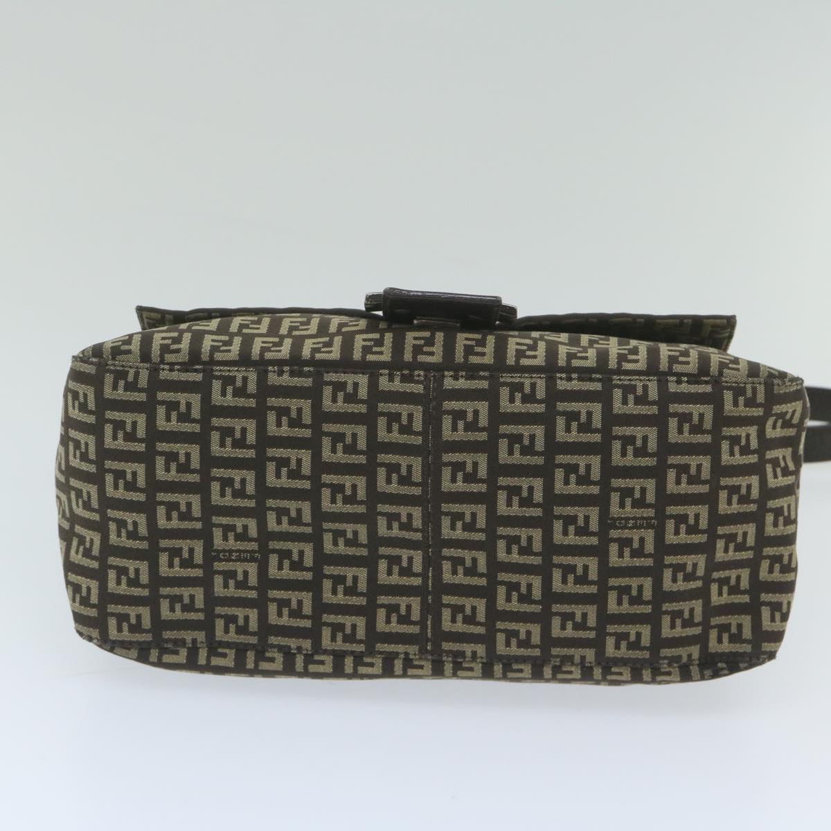 FENDI Zucchino Canvas Mamma Baguette Shoulder Bag Brown yk9694
