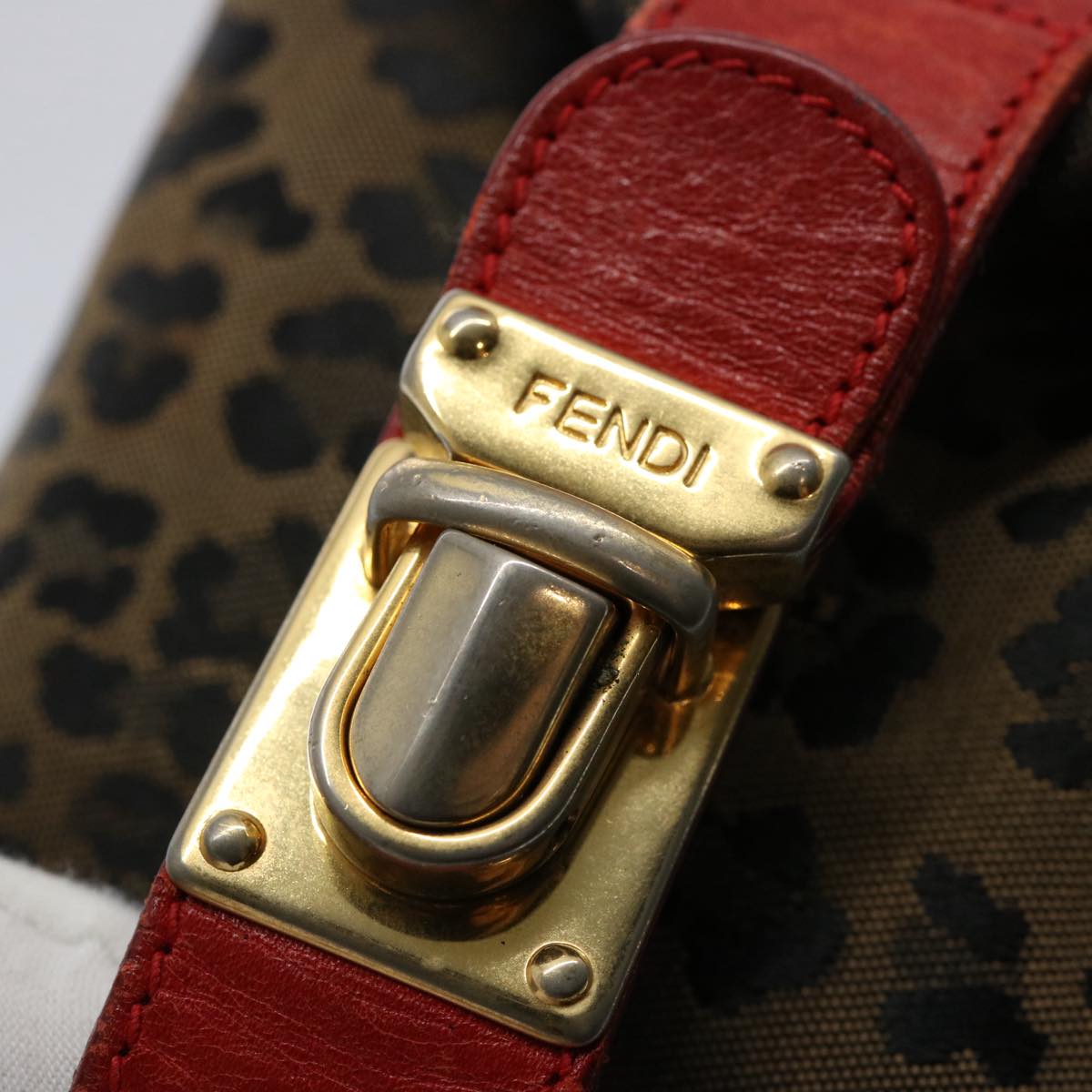 FENDI Hand Pouch Canvas Brown yk9727