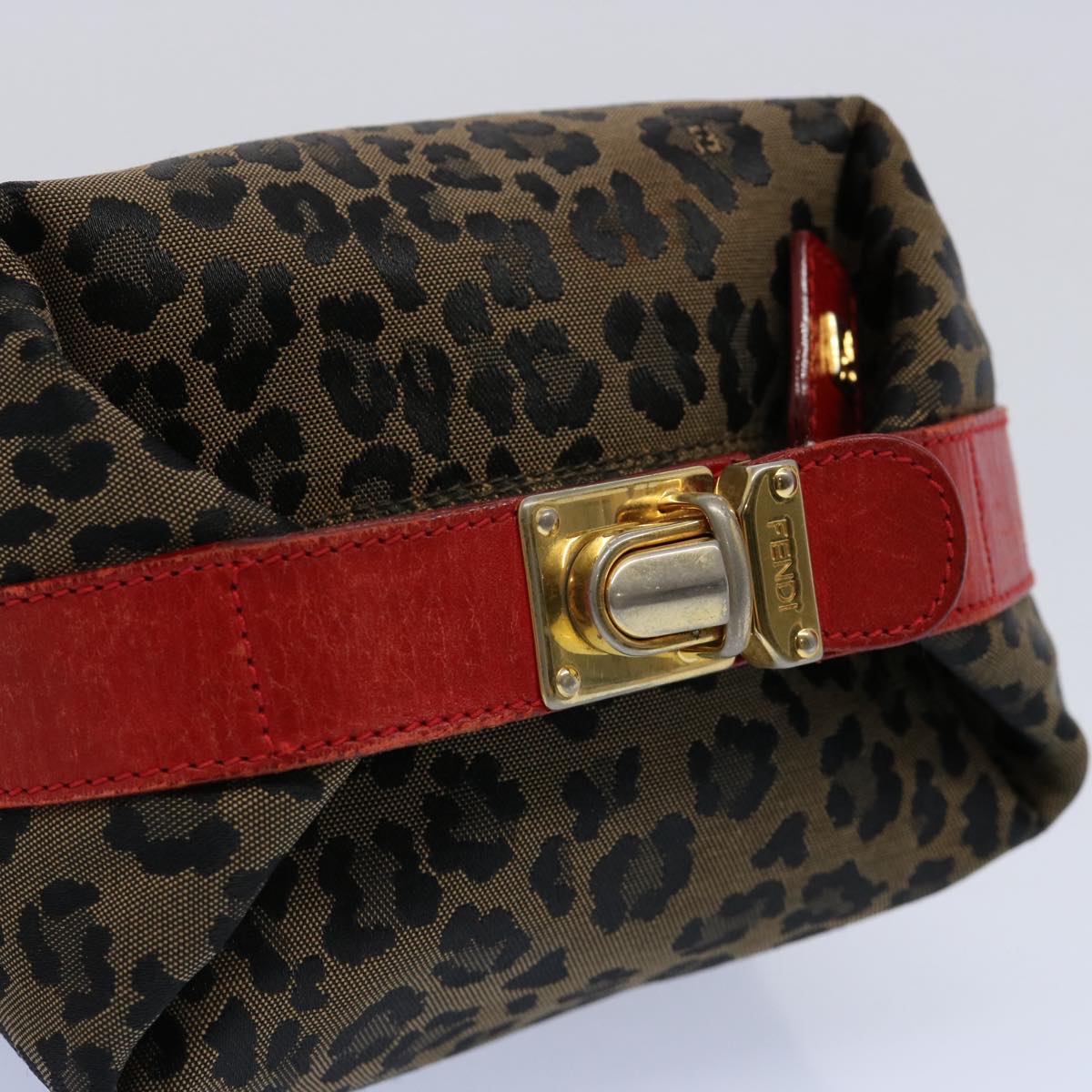 FENDI Hand Pouch Canvas Brown yk9727