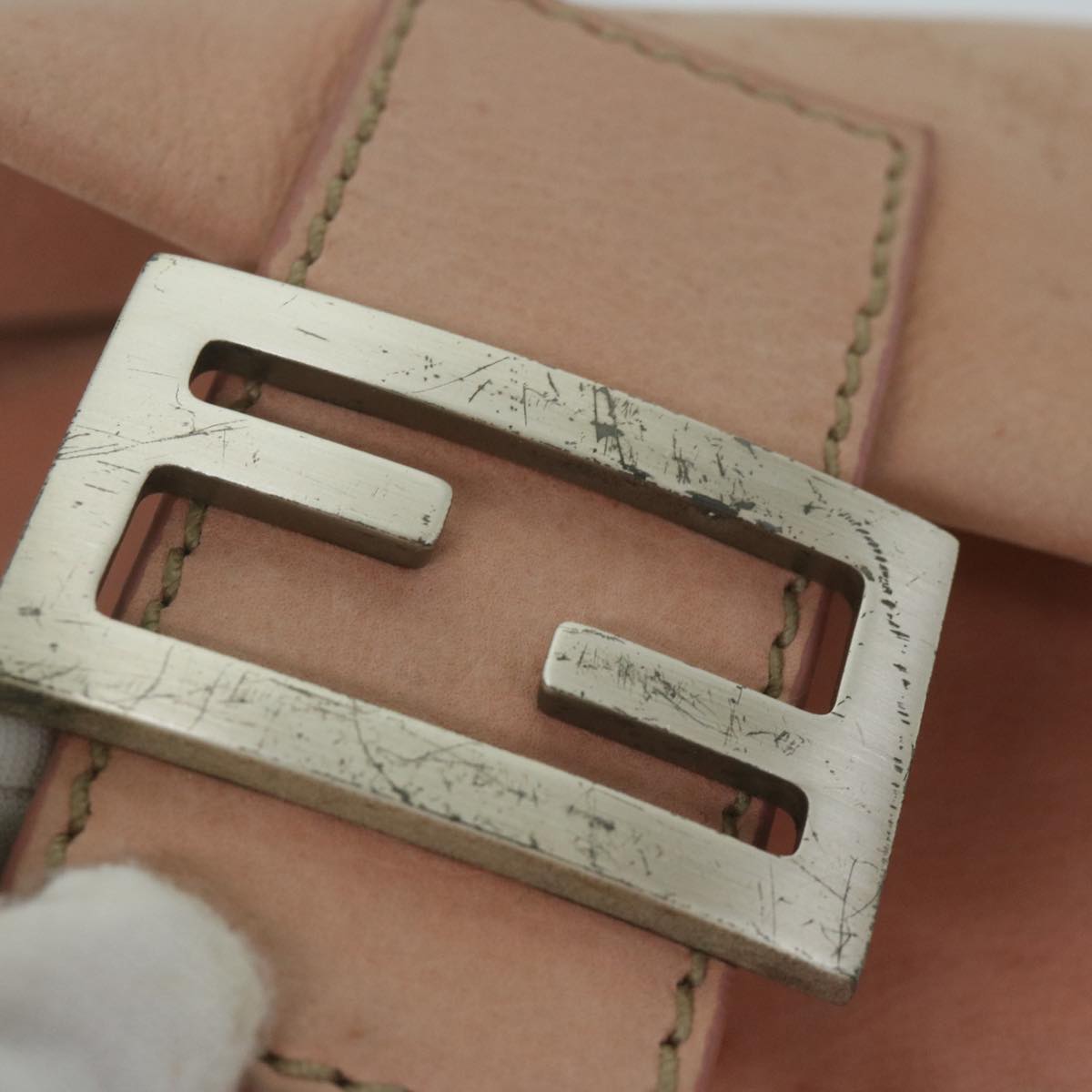 FENDI Mamma Baguette Shoulder Bag Leather Pink yk9735