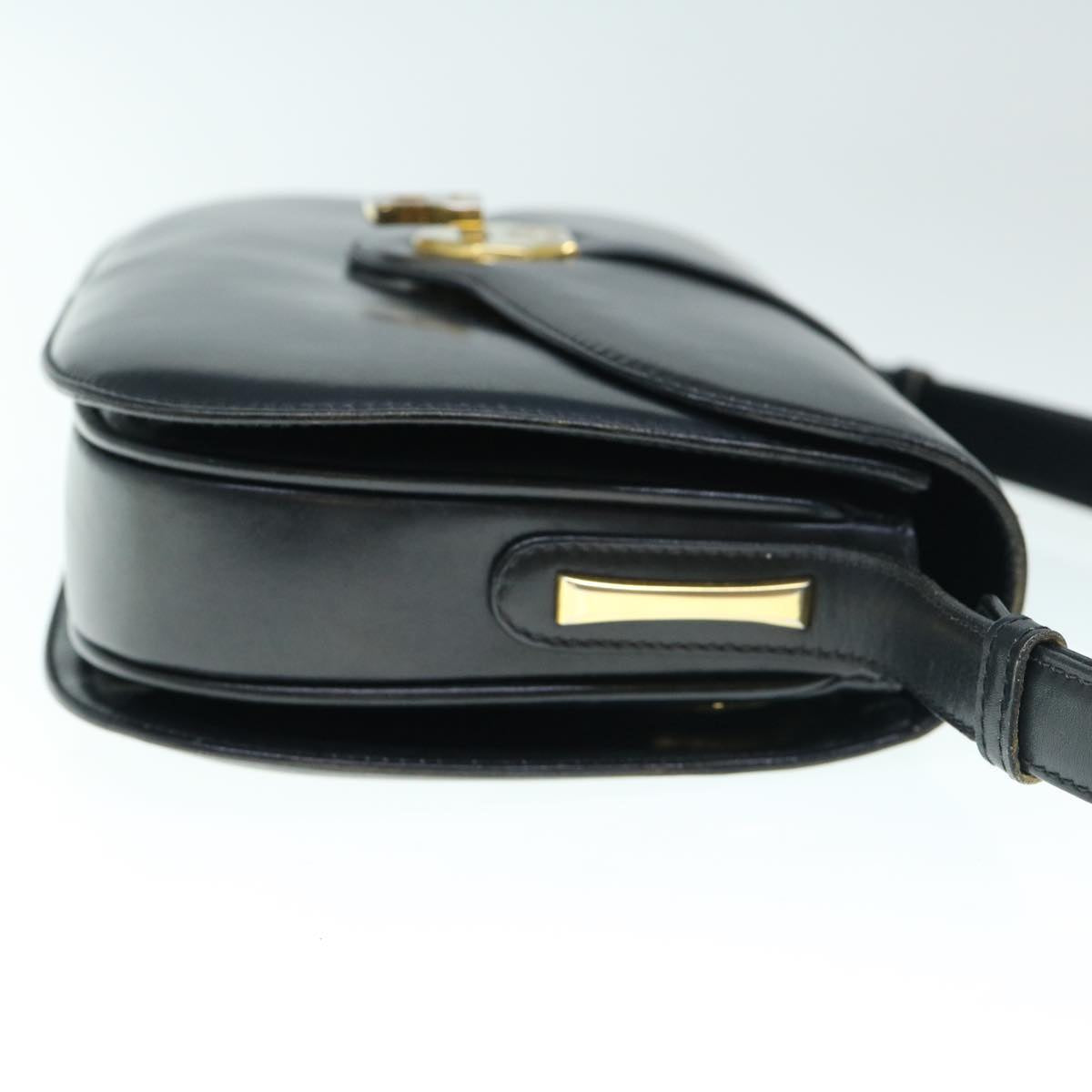 GUCCI Interlocking Shoulder Bag Leather Black yk9764