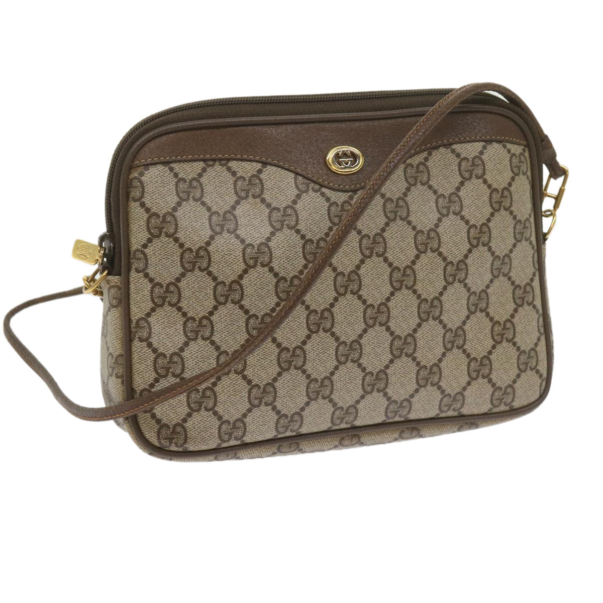 GUCCI GG Canvas Shoulder Bag PVC Beige yk9820