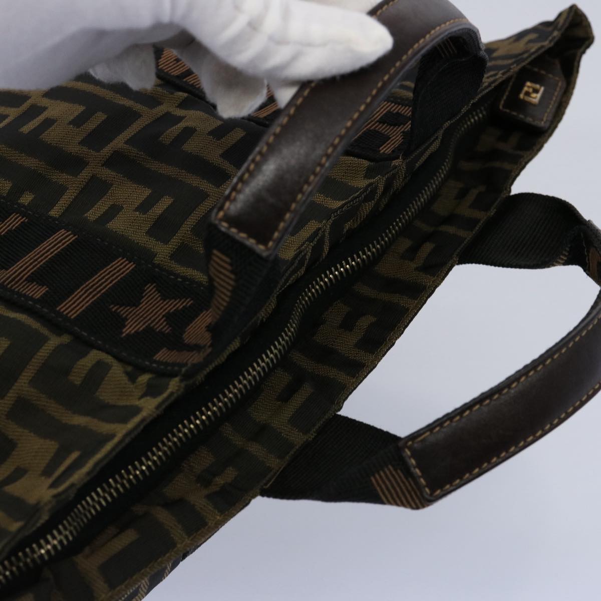 FENDI Zucca Canvas Hand Bag Brown yk9822