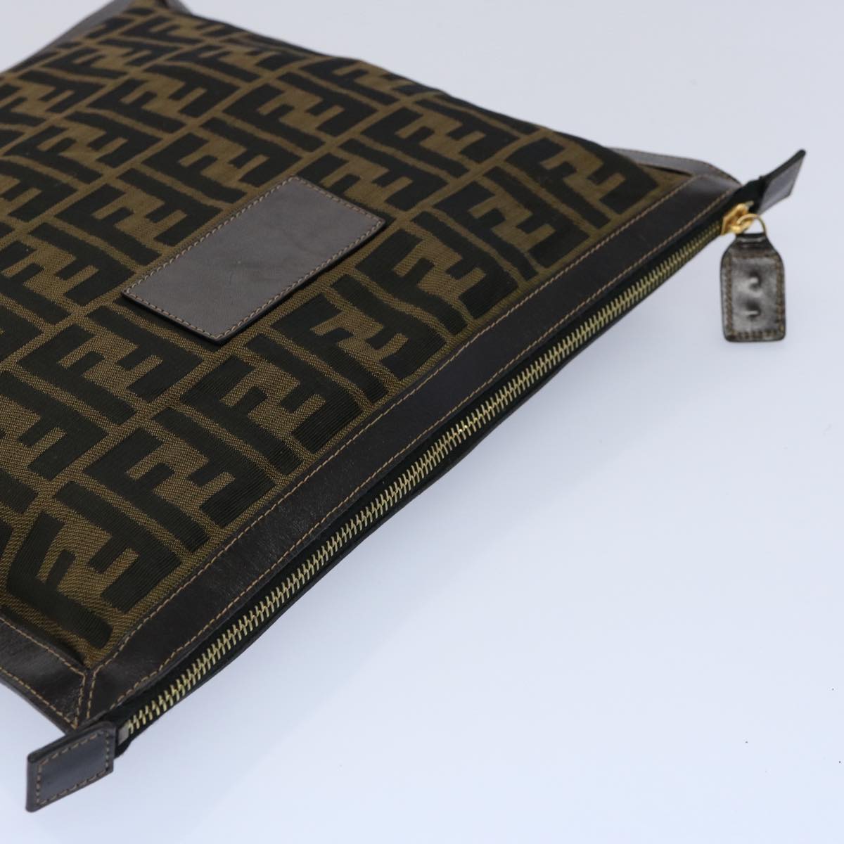 FENDI Zucca Canvas Clutch Bag Brown yk9827