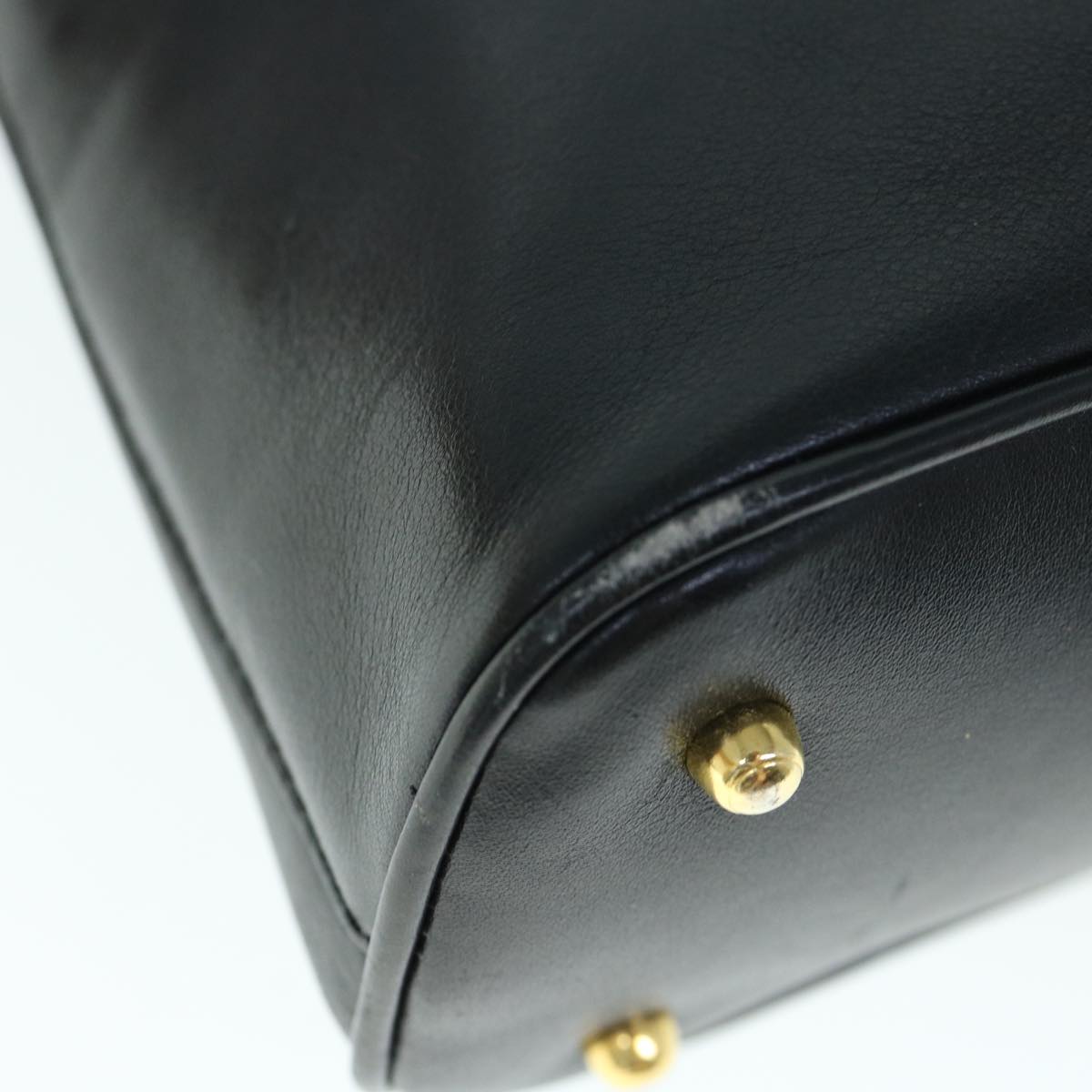 GUCCI Bamboo Hand Bag Leather 2way Black yk9845