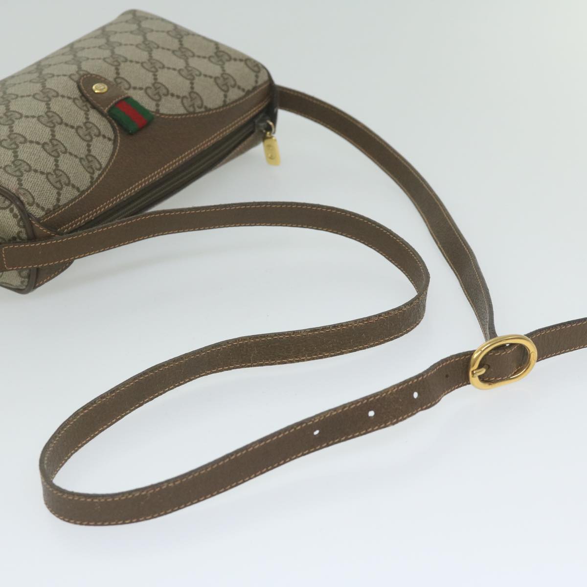 GUCCI GG Supreme Web Sherry Line Shoulder Bag Beige Red 89 02 018 yk9859