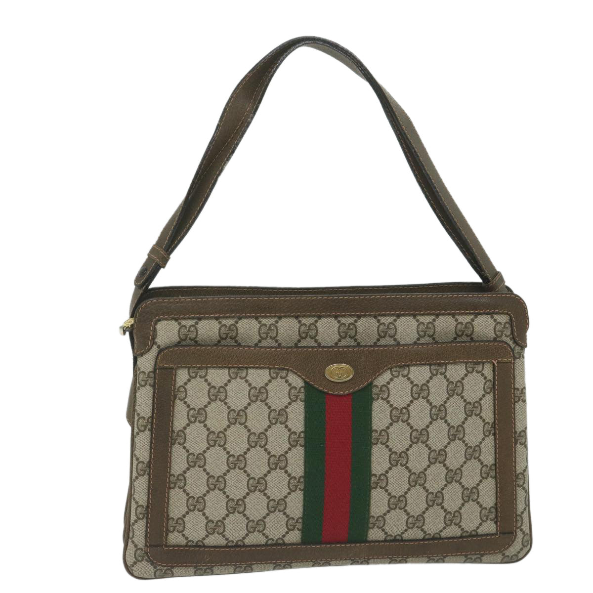 GUCCI GG Supreme Web Sherry Line Shoulder Bag Beige Red 010 378 yk9916