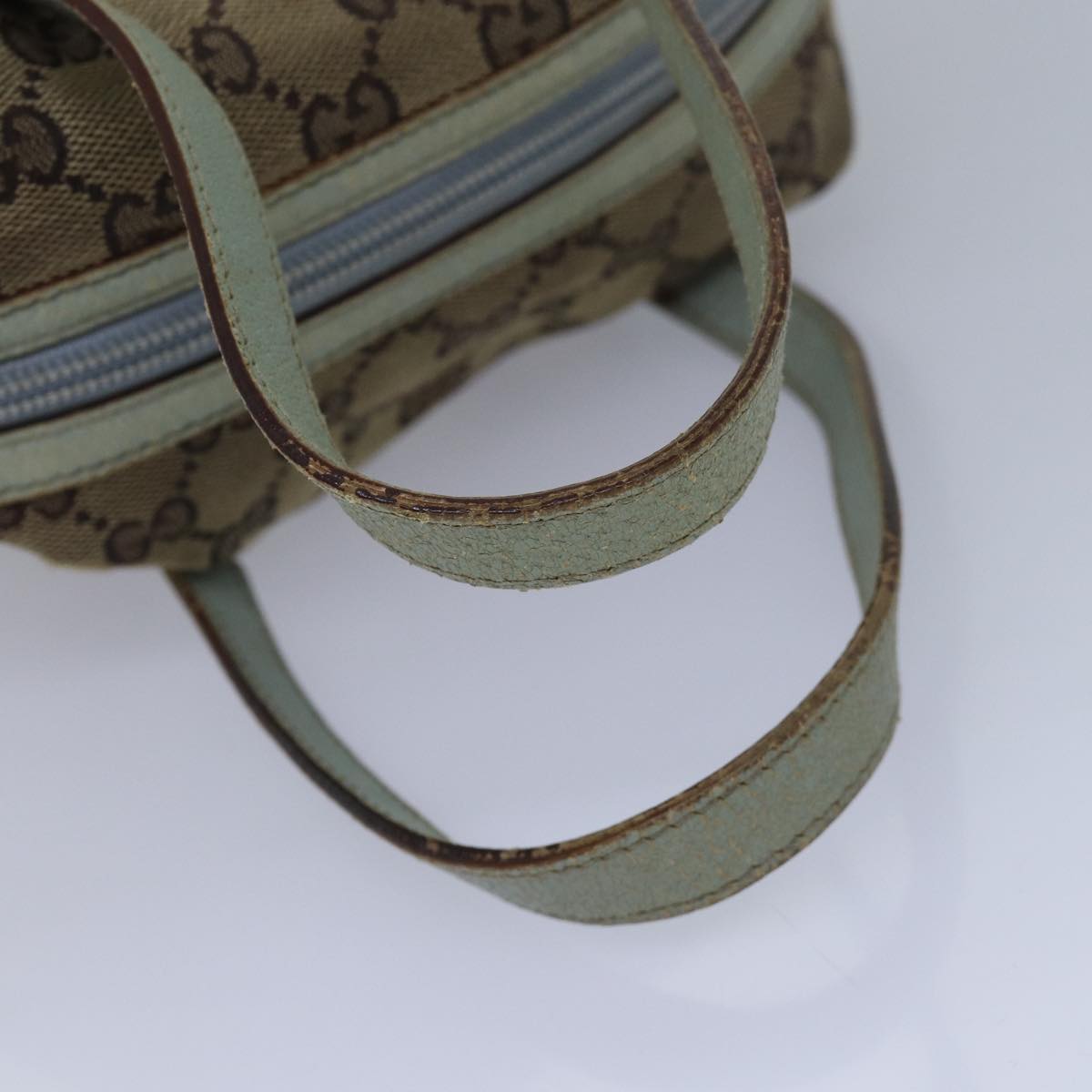 GUCCI GG Canvas Hand Bag Beige Light Blue 124542 yt1006