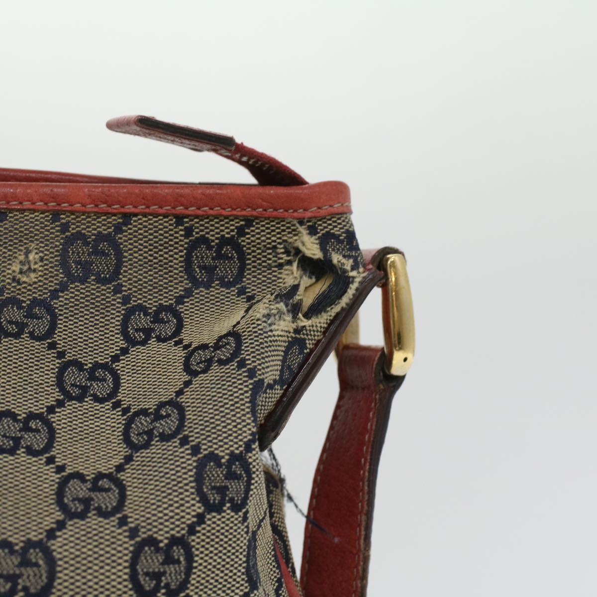 GUCCI GG Canvas Shoulder Tote Bag PVC Leather 2Set White Navy Red yt962