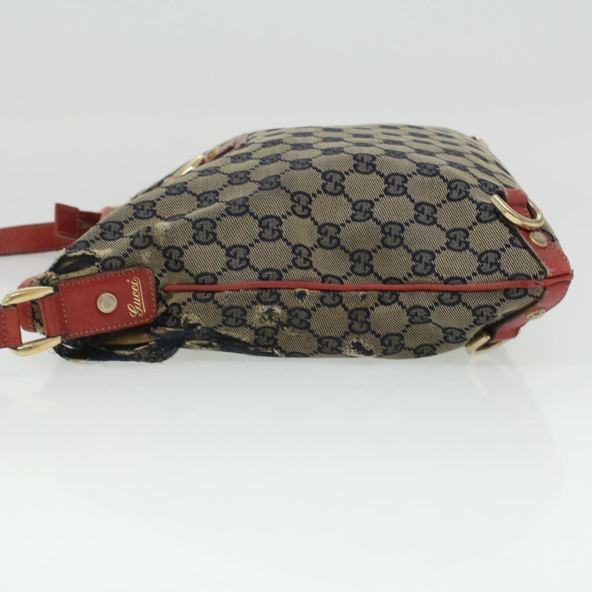 GUCCI GG Canvas Shoulder Tote Bag PVC Leather 2Set White Navy Red yt962