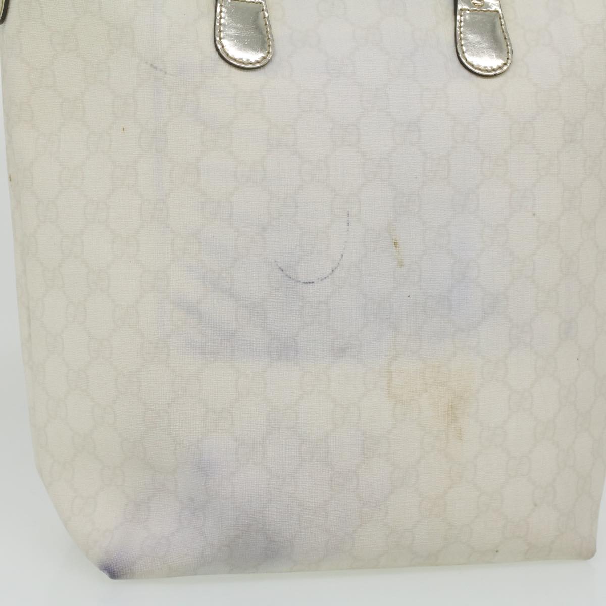 GUCCI GG Canvas Shoulder Tote Bag PVC Leather 2Set White Navy Red yt962